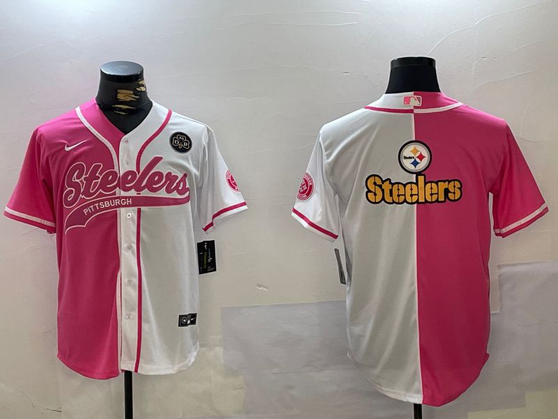 Men Pittsburgh Steelers Blank white pink Joint Name 2024 Nike Limited NFL Jersey style 11